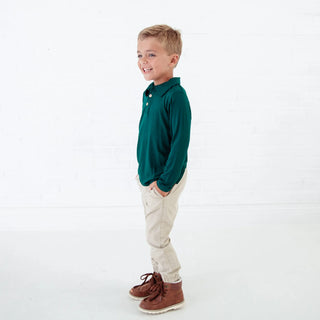 Long Sleeve Bamboo Polo Shirt Set – Prancer’s Plaid Holiday Duo