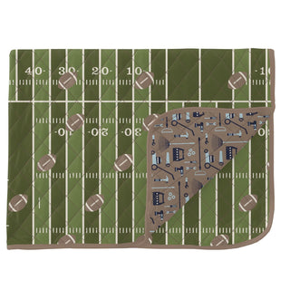 Quilted Throw Blanket in Pesto Football/Portabella Fall Tools