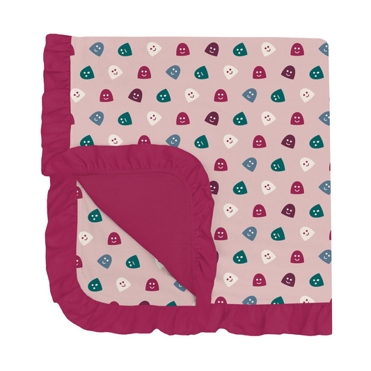 Kickee Pants Print Ruffle Stroller Blanket: Baby Rose Happy Gumdrops