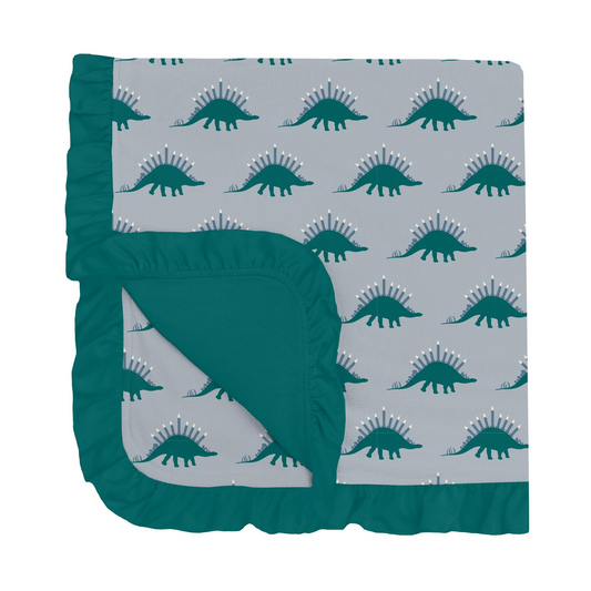 Kickee Pants Print Ruffle Stroller Blanket: Pearl Blue Menorahsaurus
