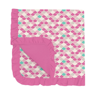 Bamboo Print Ruffle Stroller Blanket: Tulip Scales