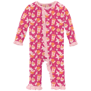 Print Classic Ruffle Coverall with Snaps: Calypso Orange Cream