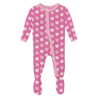 Print Classic Ruffle Footie with 2 Way Zipper: Tulip Johnny Appleseed