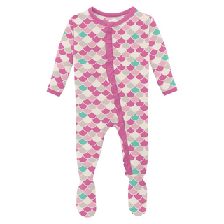 Print Classic Ruffle Footie with 2 Way Zipper: Tulip Scales