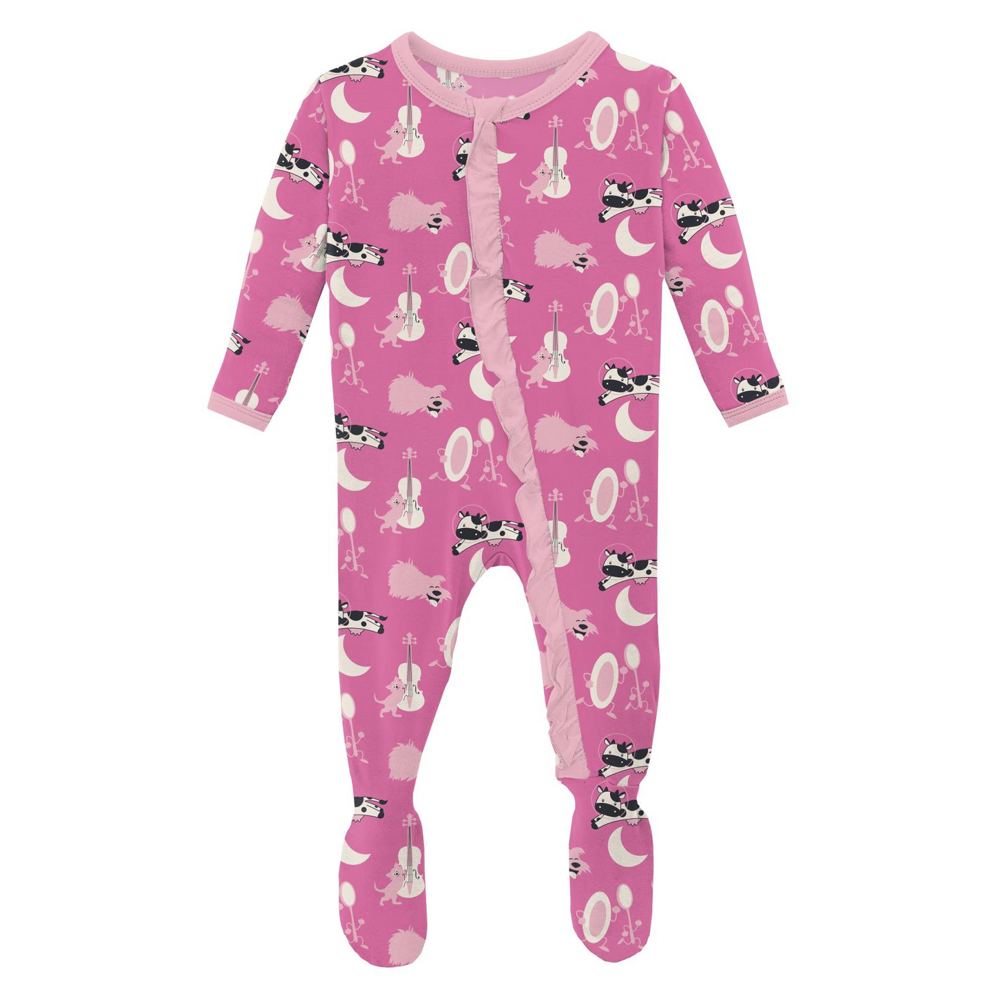 Print Classic Ruffle Footie with 2 Way Zipper: Tulip Hey Diddle Diddle