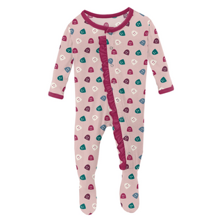 Print Classic Ruffle Footie with Snaps: Baby Rose Happy Gumdrops