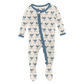 Kickee Pants Print Classic Ruffle Footie with Snaps: Natural Ski Birds