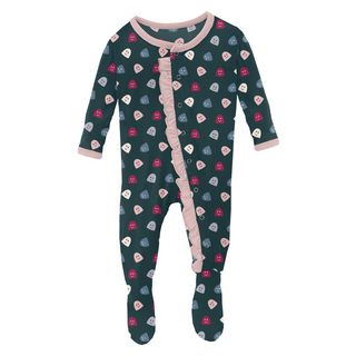 Print Classic Ruffle Footie with Snaps: Pine Happy Gumdrops