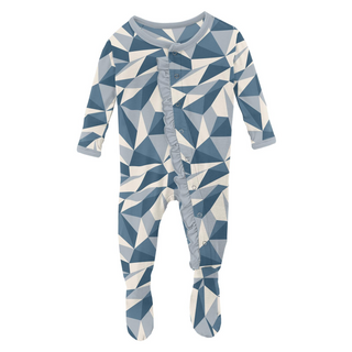 Print Classic Ruffle Footie with Snaps: Winter Ice