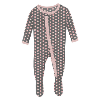 Print Classic Ruffle Footie with Snaps: Pewter Sparkle