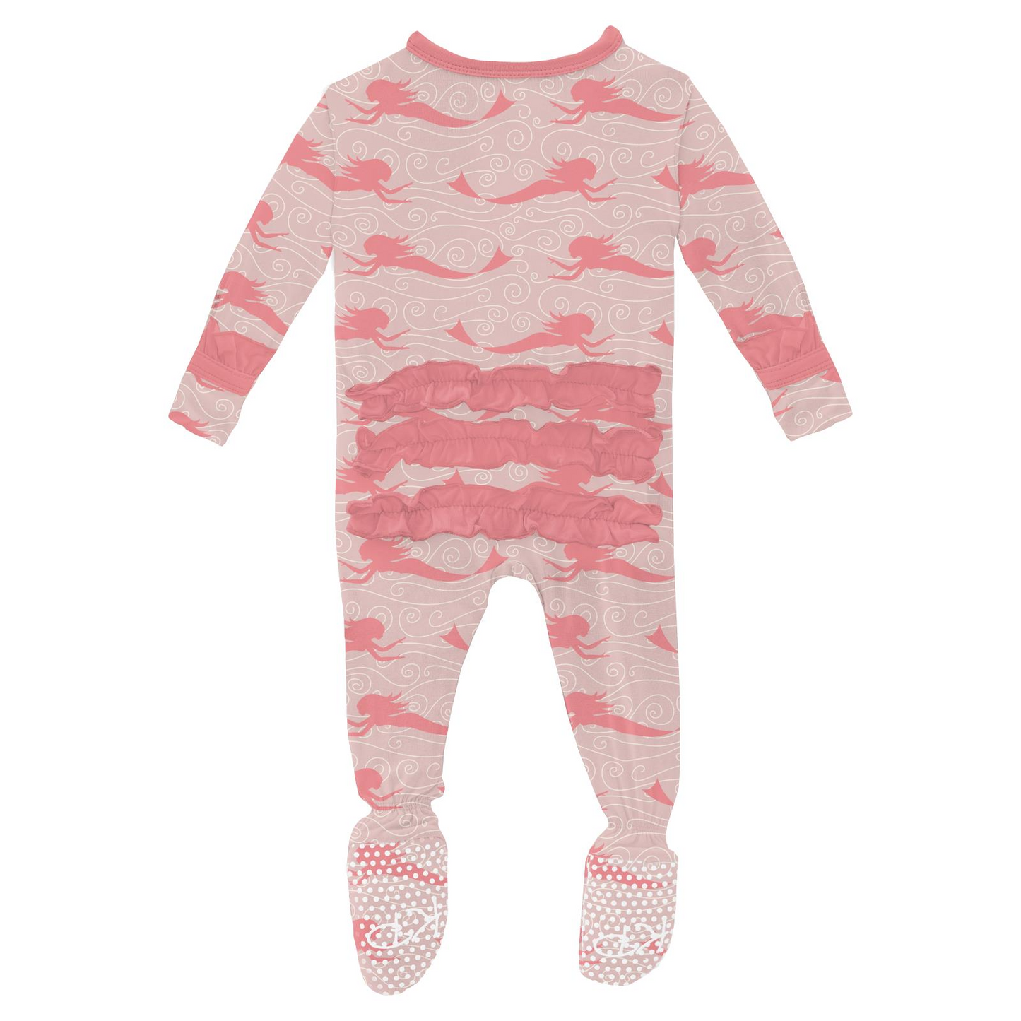 Print Classic Ruffle Footie with Snaps: Baby Rose Mermaid