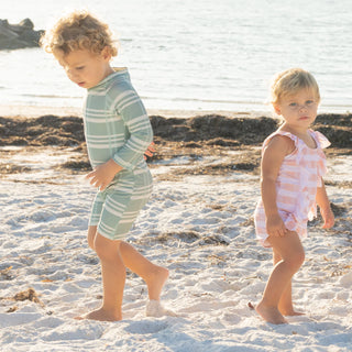 Pink Gingham Ruffle Front One Piece Girls Swimsuit