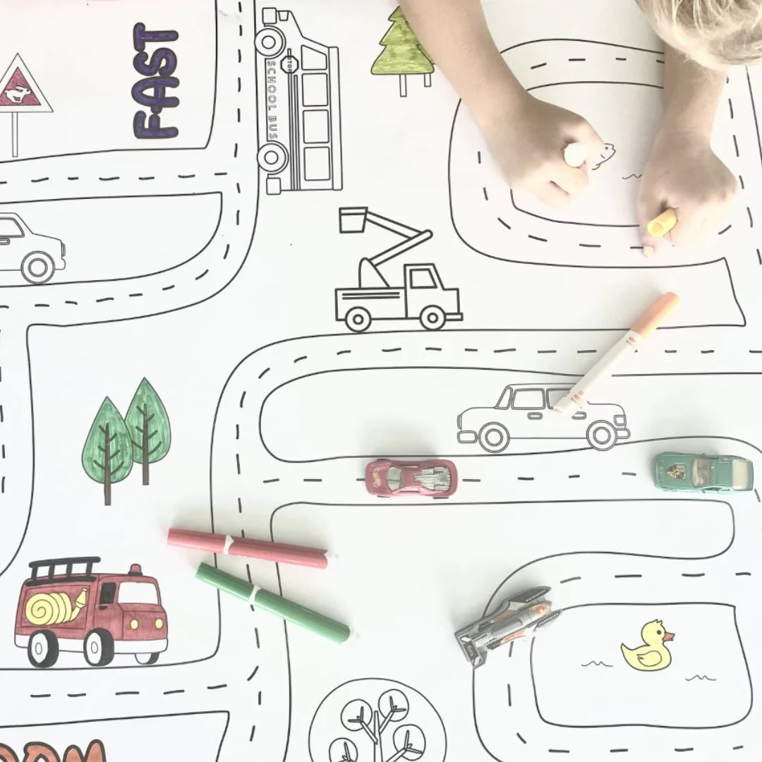 Road Map Coloring Tablecloth