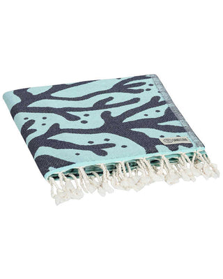 Sea Turtle Seaglass Turkish Organic Cotton Beach Towel – Sand Resistant, Quick-Dry &amp; Lightweight