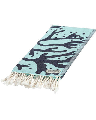 Sea Turtle Seaglass Turkish Organic Cotton Beach Towel – Sand Resistant, Quick-Dry &amp; Lightweight