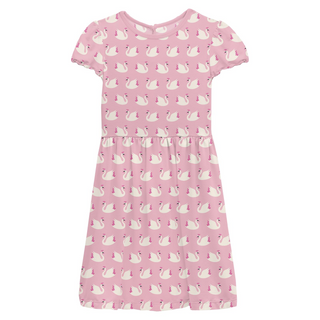 Bamboo Print Flutter Sleeve Twirl Dress: Cake Pop Swan Princess