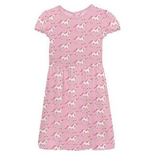 Bamboo Flutter Sleeve Twirl Dress with Pockets: Cake Pop Prancing Unicorn