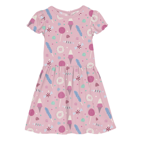 Flutter Sleeve Twirl Dress with Pockets: Cake Pop Candy Dreams