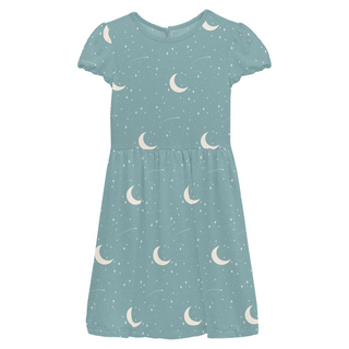 Print Flutter Sleeve Twirl Dress with Pockets Jade Starry Sky & Moon