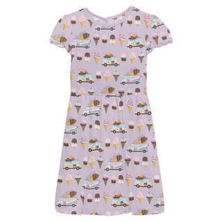 Print Flutter Sleeve Twirl Dress with Pockets Thistle Ice Cream Truck