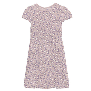 Flutter Sleeve Twirl Dress with Pockets in Baby Rose Cheetah Print