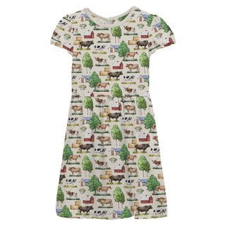 Flutter Sleeve Twirl Dress with Pockets in Natural Grazing Cows