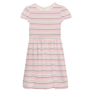 Bamboo Flutter Sleeve Twirl Dress with Pockets: Whimsical Stripe