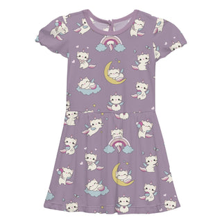 Flutter Sleeve Twirl Dress with Pockets in Lavender Caticorn