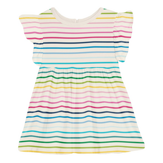 Print Short Sleeve Lola Swing Dress Happy Stripe