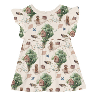 Print Short Sleeve Lola Swing Dress Natural Tree House