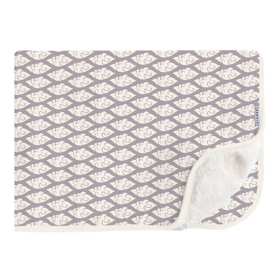 Bamboo Print Sherpa-Lined Throw Blanket: Feather Cloudy Sea