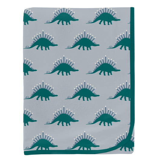 Kickee Pants Print Swaddling Blanket: Pearl Blue Menorahsaurus
