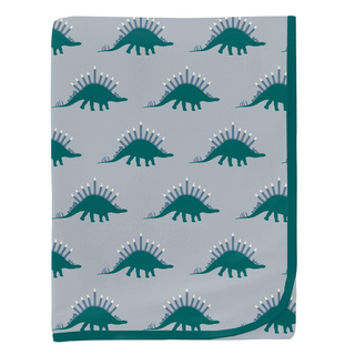 Bamboo Print Swaddling Blanket: Pearl Blue Menorahsaurus