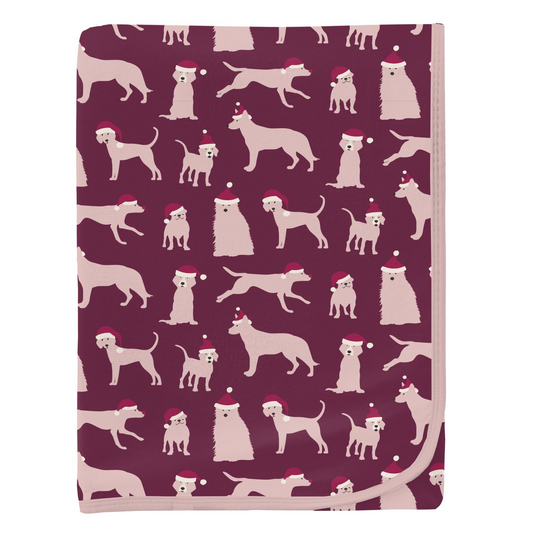 Bamboo Print Swaddling Blanket: Melody Santa Dogs