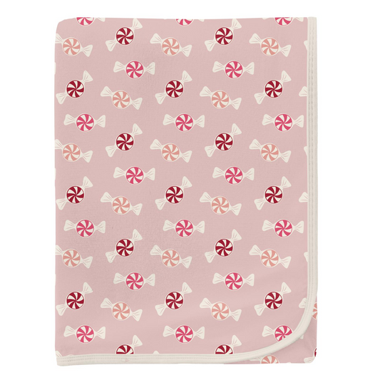 Print Swaddling Blanket in Baby Rose Peppermint