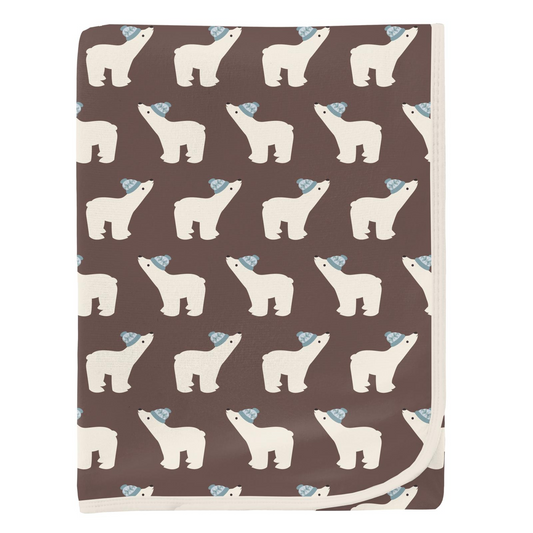 Print Swaddling Blanket in Coffee Polar Bears