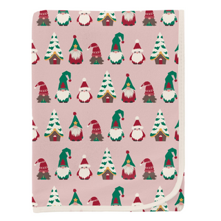 Print Swaddling Blanket in Baby Rose Gnomes