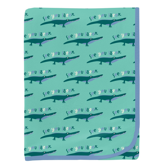 Kickee Pants Print Swaddling Blanket: Glass Later Alligator