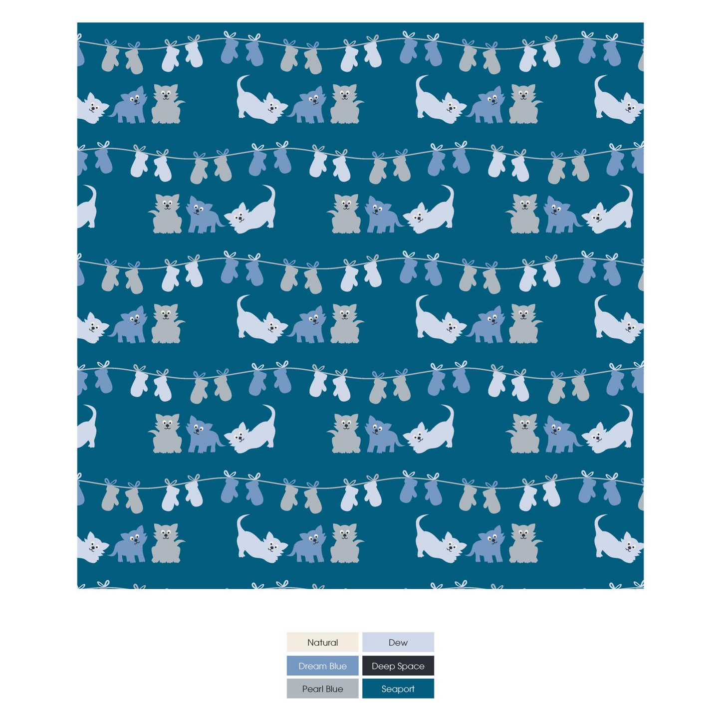 Kickee Pants Print Swaddling Blanket: Seaport 3 Little Kittens