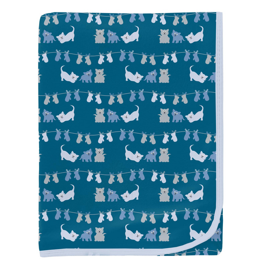 Kickee Pants Print Swaddling Blanket: Seaport 3 Little Kittens