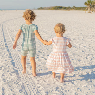 Pink Gingham Short Sleeve Bamboo Twirl Dress