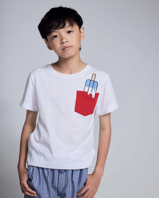Popsicle White Day Trip Tee – Boys 100% Cotton Summer Graphic T-Shirt
