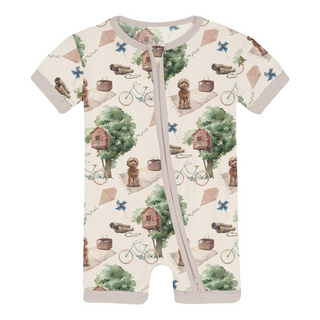 Print Shorty Sleeper with Zipper Natural Tree House