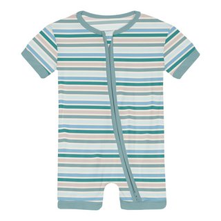 Print Shorty Sleeper with Zipper Lakeside Stripe