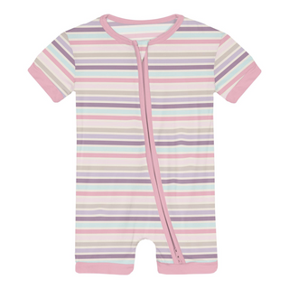 Print Shorty Sleeper with Zipper Ice Cream Stripe