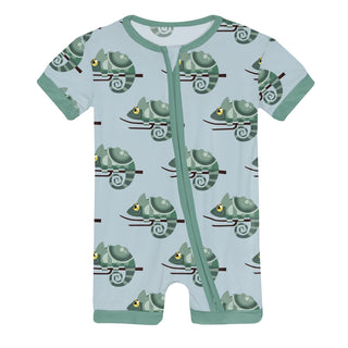 Shorty Sleeper with Zipper in Spring Sky Chameleon