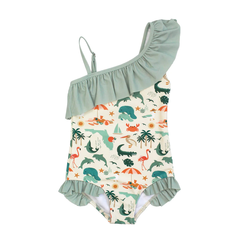 Explore Florida Ruffle Leg One Piece Girls Swimsuit – Doodlebug's ...