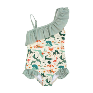 Explore Florida Ruffle Leg One Piece Girls Swimsuit