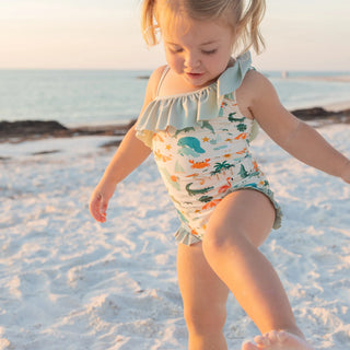 Explore Florida Ruffle Leg One Piece Girls Swimsuit