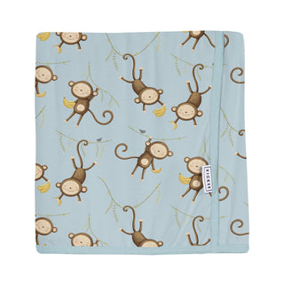 Swaddle Perfect Blanket in Spring Sky Monkeys & Bananas
